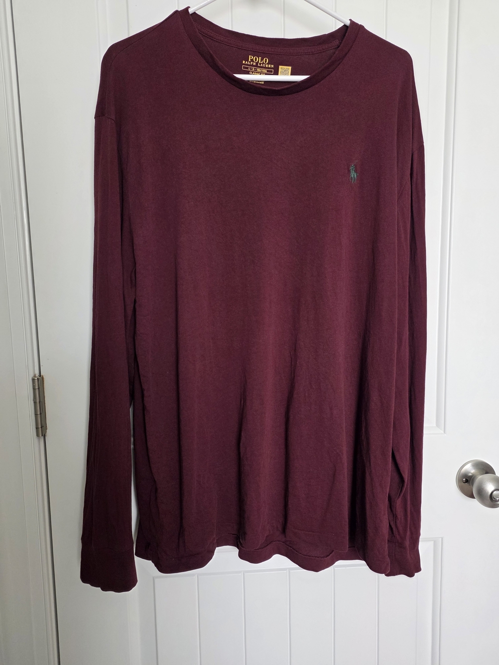 Polo by Ralph Lauren Long-Sleeve Crewneck Shirt in Dark Red